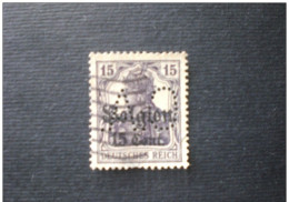 GERMANY IMPERO OCCUPAZIONE BELGIO 1916 Surcharged "F And Cent" & Overprinted "Belgien" PERFIN C.A. - Duits Leger
