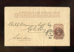 "GROSSBRITANIEN" 1889, Streifband Mit Kleinem K1 "GATESHEAD" Und Nr.-Stempel "309", Nach Schweden (L2125) - Storia Postale