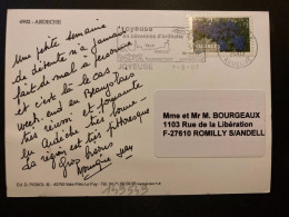 CP TP VACANCES Lettre Prioritaire 20g OBL.MEC.7-6 2007 07 JOYEUSE ARDECHE - Storia Postale