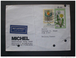 DEUTSCHLAND GERMANY GERMANIA ALLEMAGNE COVER FROM SOCIETE MICHEL TO BEIRUT 1979 Charity Stamps - Forest Fruits And Nuts - Storia Postale