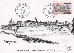 JARGEAU--1988-illustrateur JOFRADIN-Inauguration Du Pont Sur La Loire-tp Douarnenez--beau Cachet 16-9-1988--peu Courante - Jargeau