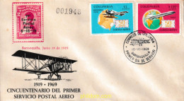 504946 MNH COLOMBIA 1969 50 ANIVERSARIO DEL CORREO AEREO INTERNACIONAL. EXFILBA - Colombie