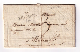 Lettre 1820 Lesparre Gasqueton Gironde Pour Bordeaux Martial Négociant 11 Rue Du Couvent - 1801-1848: Precursors XIX