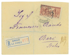 P3392 - GREECE , 50 LEPTA, ON REGISTRED LETTER TO BARI. VERY LATE USE (1915) - Verano 1896: Atenas