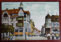 AK Zwickau I. Sa. ; Blick In Die Innere Plauenschestrasse + Vignette - Zwickau