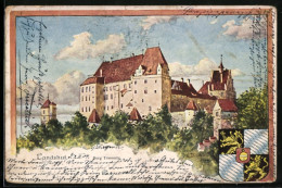 Künstler-AK Landshut, Blick Auf Burg Trausnitz  - Landshut