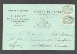 CARTE POSTALE A ENTETE A RAMBOZ VILLEURBANNE IMPRIMERIE ET LITHOGRAPHIE F193 - Villeurbanne