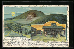 Lithographie Schwenke Serie 5 Nr. 3: Waltersdorf, Gasthaus An Der Lausche, Berg Mit Gesicht / Berggesichter  - Autres & Non Classés