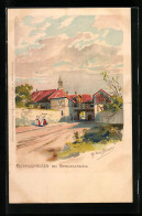 Künstler-Lithographie Zeno Diemer: Riddagshausen, Ortsansicht  - Diemer, Zeno