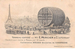 51 - EPERNAY - SAN35687 - Tonneau Exposé Par Mrs E. Mercier & Co Conduit Tout Monté à Paris Par 24 BOeufs - Carte Pub - Epernay