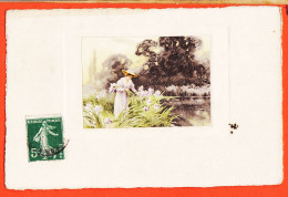 2156 / T.B Carte Ajouti Central Détouré Femme Paysage Bucolique 1912 à Marcelle DESALOMS Modes Mézin / G.P ANCRE - Women