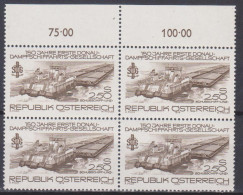 1979 , Mi 1602 ** (4) -  4 Er Block Postfrisch - 150 Jahre Erste Donau - Dampfschiffahrts - Gesellschaft , Schubschiff " - Nuevos