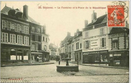 51.SEZANNE.LA FONTAINE ET LA PLACE DE LA REPUBLIQUE.QUINCALLERIE - Sezanne