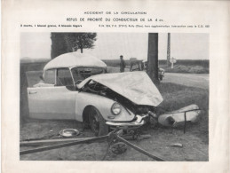 REF ENV15 26.5 X 20.5 Fiche Pédagogique Police Accident De La Circulation Citroen DS Renault 4cv RULLY 60 - Coches