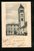 Cartolina Exilles, Albergo Della Posta, Piazza E Campanile Della Chiesa  - Sonstige & Ohne Zuordnung