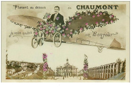 52.CHAUMONT.n°25519.PLANAT AU DESSUS DE CHAUMONT JE VOUS ENVOIE UN BONJOUR.FANTAISIE - Chaumont