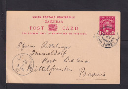 1897 - 1 A. Ganzsache (P 6) Ab Zanzibar Nach Lichtenau - Zanzibar (...-1963)