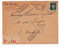 Lettre Recommandée 1944 Pétain 4F50 Greffe Tribunal Civil Marseille Saint Ferréol Bouches Du Rhône Retour à L'Envoyeur - 1941-42 Pétain