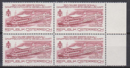 1979 , Mi 1603 ** (5) -  4 Er Block Postfrisch - 150 Jahre Erste Donau - Dampfschiffahrts - Ges. , Fahrgastschiff " - Ongebruikt