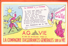 14833 / ⭐ PARIS II A.G VIE 87 Rue De RICHELIEU Compagnie Assurances Générales  Cigale Et Fourmi Buvard-Blotter - Bank & Insurance