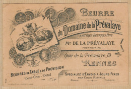 14718 / ♥️ Domaine 19 Quai PREVALAYE  RENNES Beurre De Mme De SEVIGNE Tarif 1900s Cppub  Ille Vilaine - Publicidad