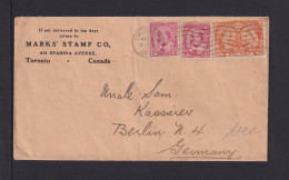 1908 - 1 C. Orange Und 2x 2 C. Auf Brief Ab Toronto Nach Berlin - Storia Postale