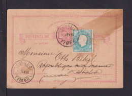 1893 . 20 R. Ganzsache Mit 10 R. Zufrankiert Ab Timor Nach Italien - Timor