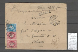 France -  Lettre Chargée Et Valeur Déclarée - Yvert 46b + 32 Paire - GC3487 - Saint Amand Mont Rond - 1849-1876: Période Classique