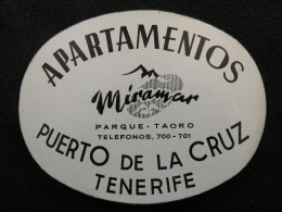 --  étiquette Hôtel Bagage - Apartamentos Miramar Puerto De La Cruz -- Tenerife     STEPétiq1 - Hotelaufkleber
