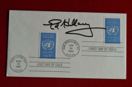 Signed Edmund Hillary FDC United Nations Everest Himalaya Mountaineering Escalade - Sportief