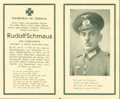 Guerre 40 Faire Part De Deuil Décès Rudolf Schmaus Grenadier Soldat SS Nazi Wehrmacht - Obituary Notices