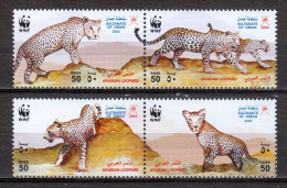 Oman 2004 Mi 590-593 In Pairs MNH WWF - LEOPARD - Unused Stamps