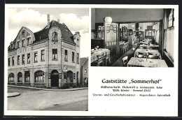 AK Mülheim-Ruhr, Gaststätte Sommerhof, Innenansicht  - Muelheim A. D. Ruhr