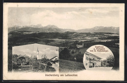 AK Irschenberg, Panorama, Kirche, Gasthaus & Metzgerei Von A. Ramsberger  - Autres & Non Classés