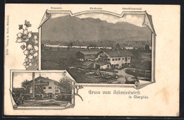 AK Obergries / Lenggries, Gasthaus Schmiedwirt, Ortspartie Mit Kirchstein, Brunneck Und Benedictenwand  - Lenggries