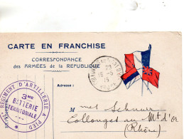 CP- En Franchise- Correspondance Des Armées De La République   -3 Drapeaux - - WW I