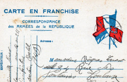 CP- En Franchise- Correspondance Des Armées De La République   -3 Drapeaux - - Guerre De 1914-18