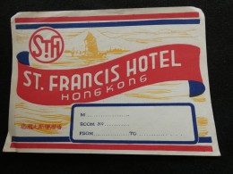 étiquette Hôtel Bagage - St. Francis Hôtel Hong Kong Chine       STEPétiq1 - Etiquetas De Hotel