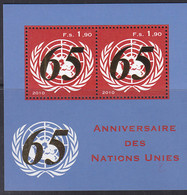 UNO GENF  Block 29, Postfrisch **, 65 Jahre UNO, 2010 - Blocs-feuillets