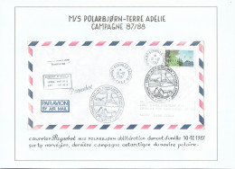 38e Expédition - LS TP Norvégien Postée En Mer Griffe Paquebot - Dernière Campagne Du M/S POLAR BJORN En Antarctique - Lettres & Documents