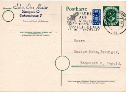 64787 - Bund - 1953 - 10Pfg Posthorn GAKte STUTTGART - ... WILHELMINA -> Ebhausen - Covers & Documents