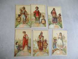 LES CONTINENT FEMME FOLKLORE  AMERIQUE SUD AMERIQUE AFRIQUE OCEANIE EUROPE ASIE LOT DE 6 CHROMO A L ECOLIERE - Other & Unclassified