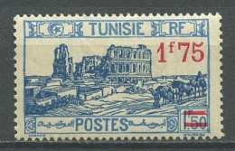 TUNISIE 1937 N° 184d * Surcharge Décallée Neuf MH Charnière TTB C 20 € Amphithéâtre D'E1 Djem - Nuovi