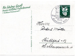 64798 - Deutsches Reich - 1939 - 6Pfg GASoKte "Karneval" SoStpl KOELN - ... KARNEVAL ... -> Stuttgart - Lettres & Documents