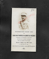 MILITARIA FAIRE PART DE DECÉ MILITAIRE COMTE HENRI PAGUELLE DE LARRET DE FOLLENAY AVEC MEDAILLE À SENLIS 1929 : - Obituary Notices