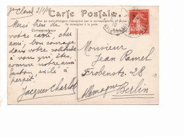 10c Semeuse Perforé D&F (Paris) Usage Frauduleux Sur Carte Postale - Lettres & Documents