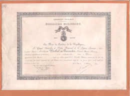 Diplôme ( Médaille Militaire De 1936 ) Dimensions 28 X 19,5 Cm - Diploma's En Schoolrapporten
