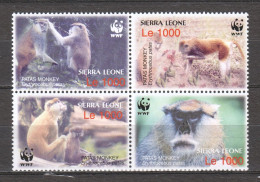 Sierra Leone 2004 Mi 4694-4697 In Block Of 4 MNH WWF - MONKEYS - Ungebraucht