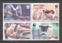 Sierra Leone 2004 Mi 4694-4697 In Block Of 4 MNH WWF - MONKEYS - Ongebruikt