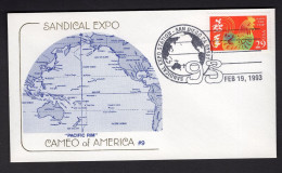 USA 1993 FDC Sandical Stamp Expo - Pacific Rim - Cameo Of America #9 - Sobres De Eventos